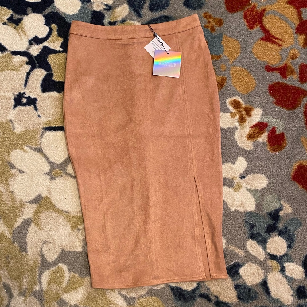 NWT! Missguided faux suede split leg pencil skirt